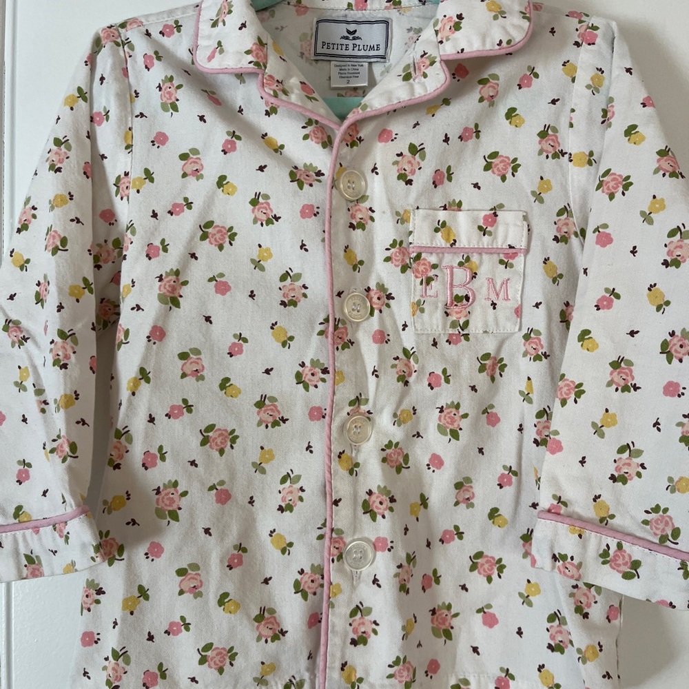 Petit Plume Kid's Twill Floral Pajama Set - Picture 3 of 8